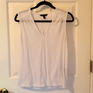 White sleeveless top